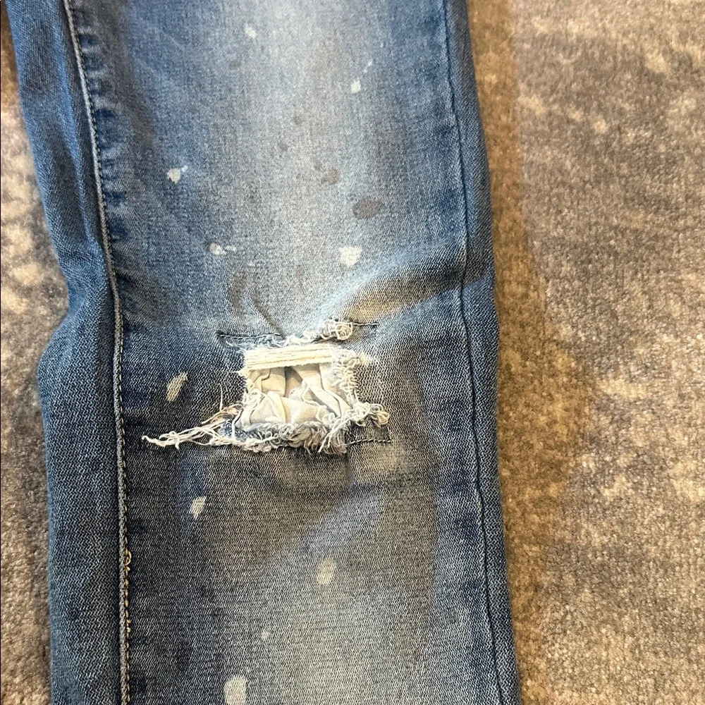 Justice Kids Distressed Blue Paint-Splatter Jeans Size 12